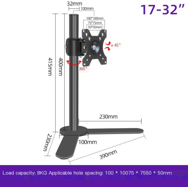 Artiss Adjustable Single Monitor Arm Stand - Black (One)