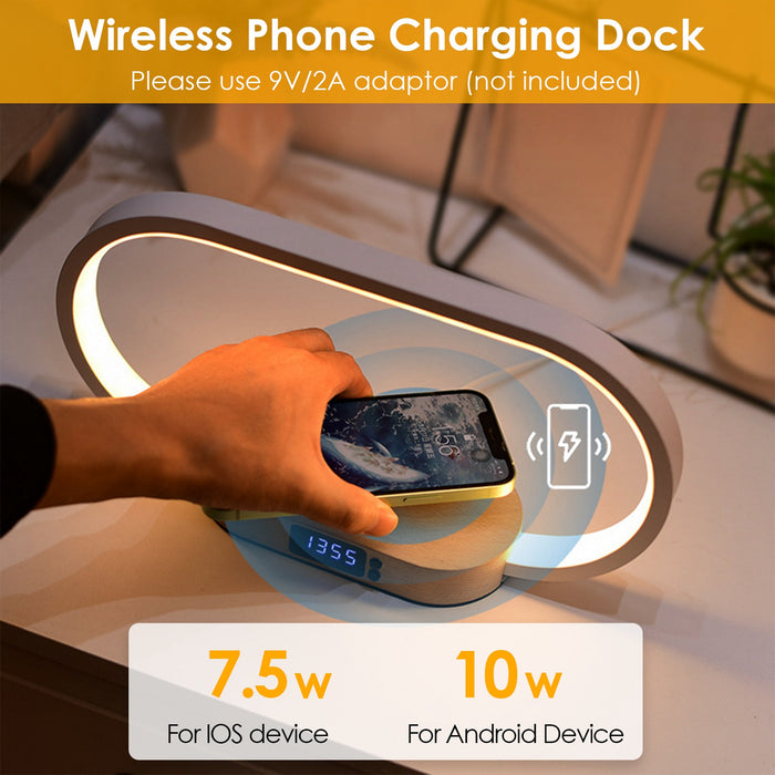 AVEKRA Touch Nightstand Lamp with Clock & Wireless Charging