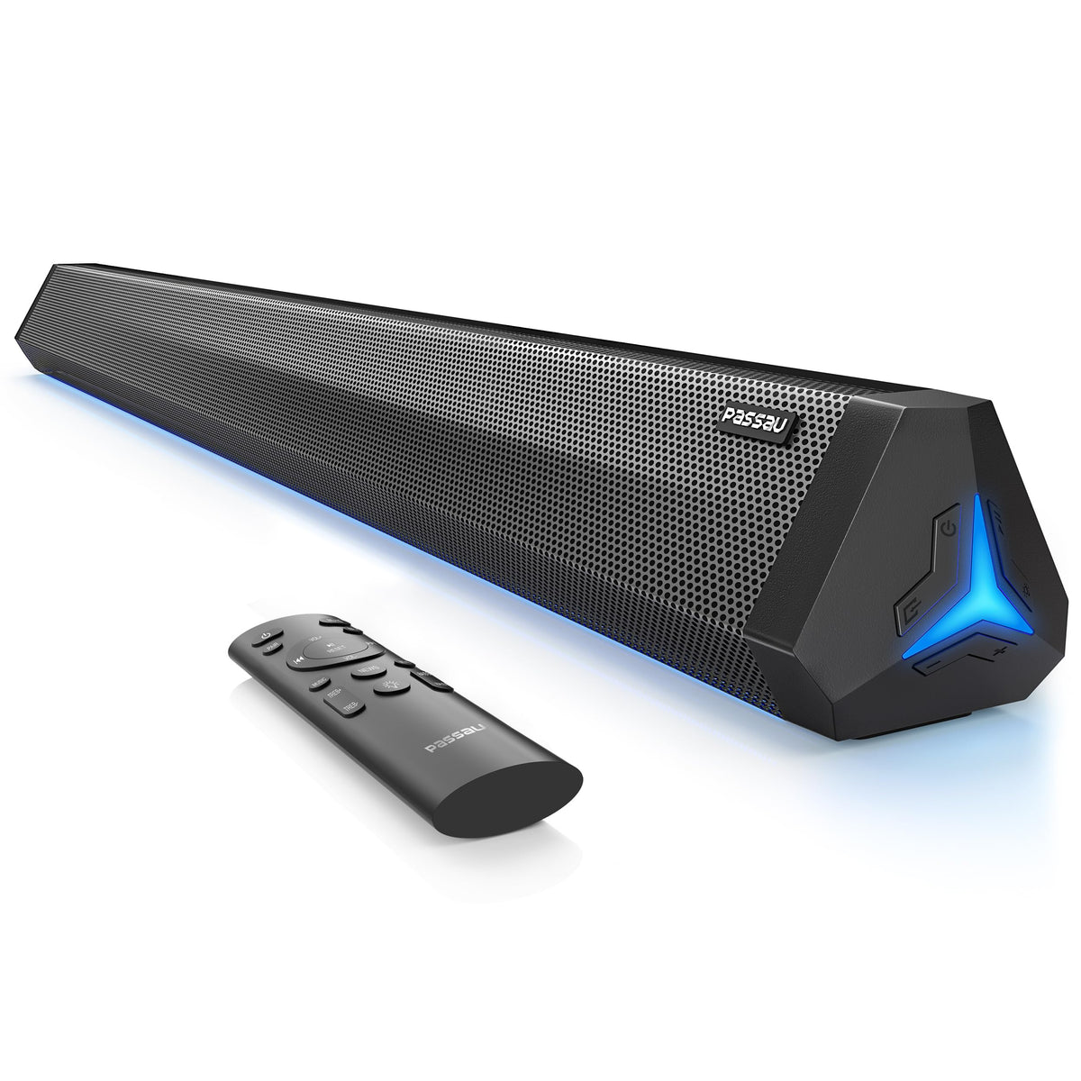 Passau Sound Bar 35 Inch Soundbar for Smart TV Speaker with Bluetooth 5.3 Opt/USB/AUX Connectivity LED Display 3 DSP Mode TV Sound Bars for Home Theater Audio PC Gaming Projector